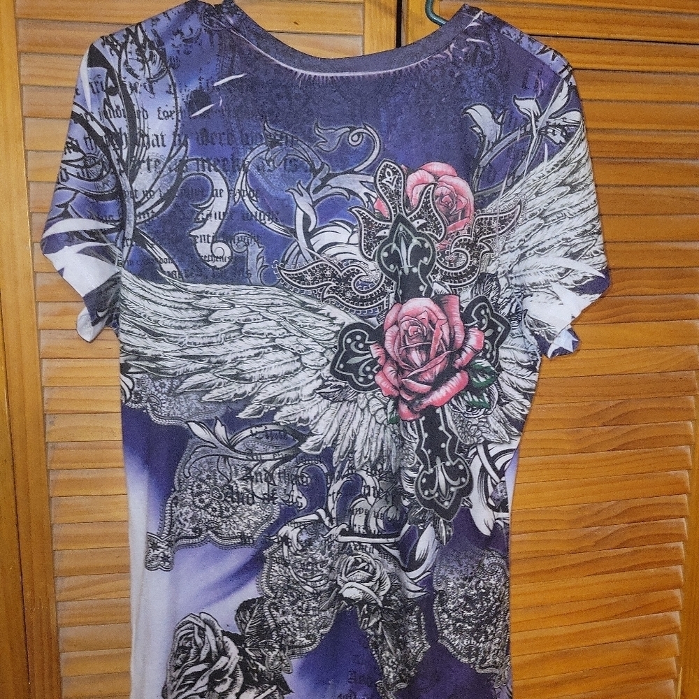 All-Stars Rhinestone Rose & Cross Top - Picture 6 of 9